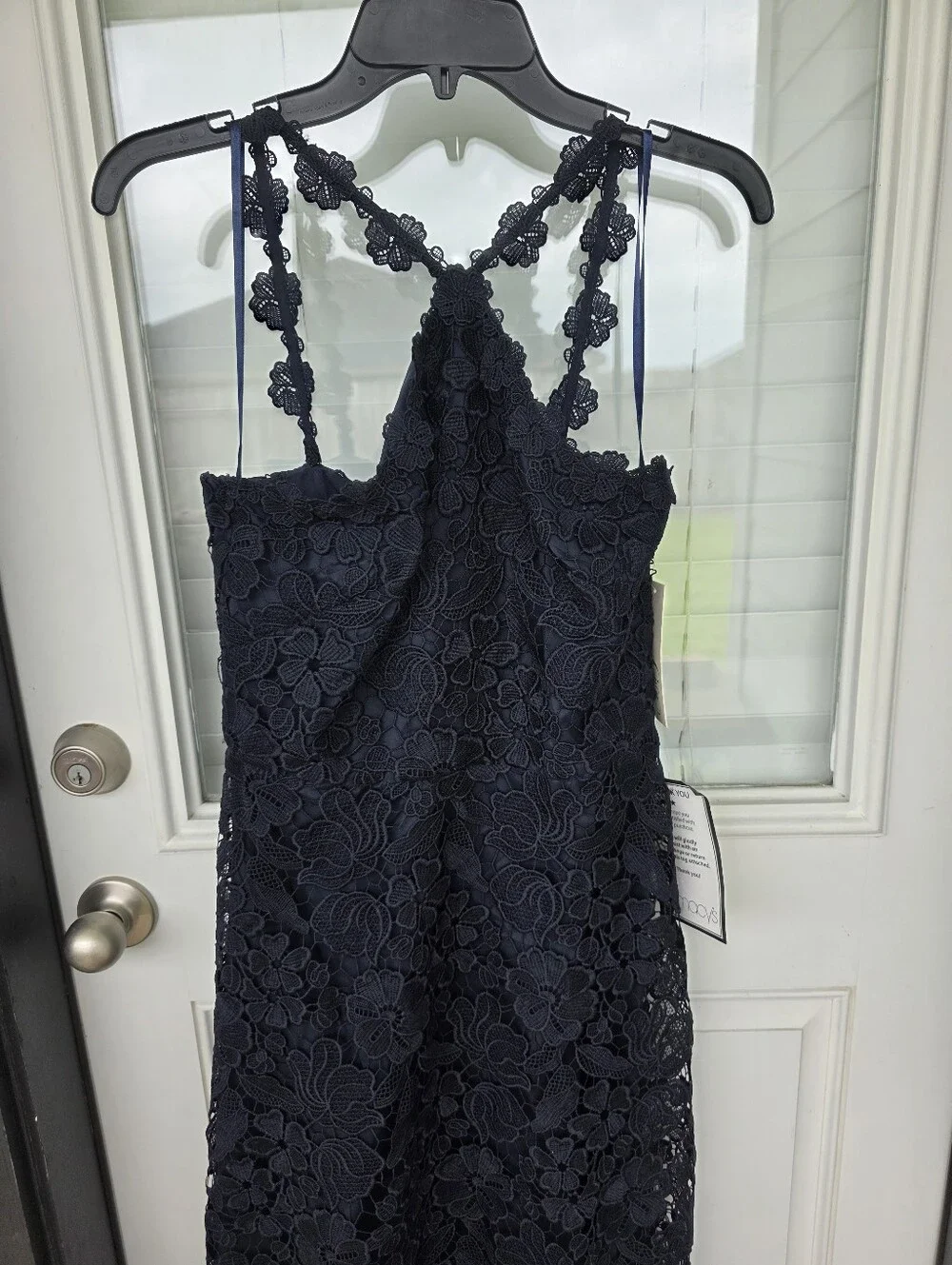 NWT Eliza J Navy Lace Halter Midi Dress Floral Lace Cocktail Dress Size 8 Party